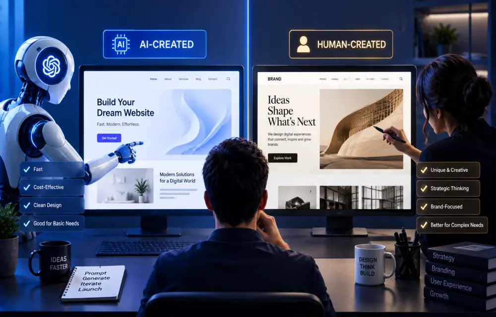 AI-Created vs Human-Created Websites: How to Tell the Difference and When Each Makes Sense