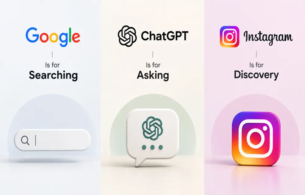 Google Is for Searching, ChatGPT Is for Asking, Instagram Is for Discovery